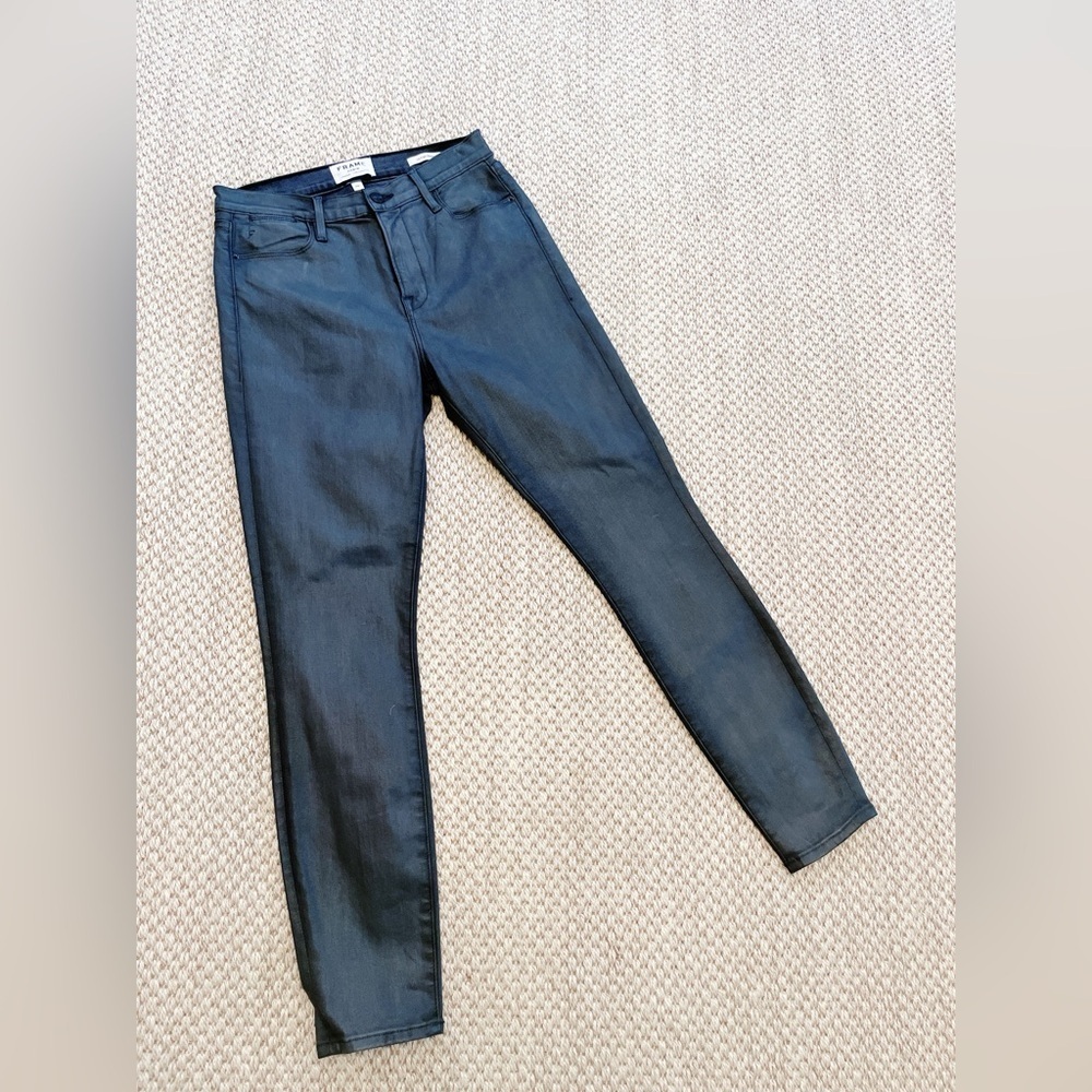 FRAME Le High Skinny Jeans Women’s Size 28 Black Coated Jeans